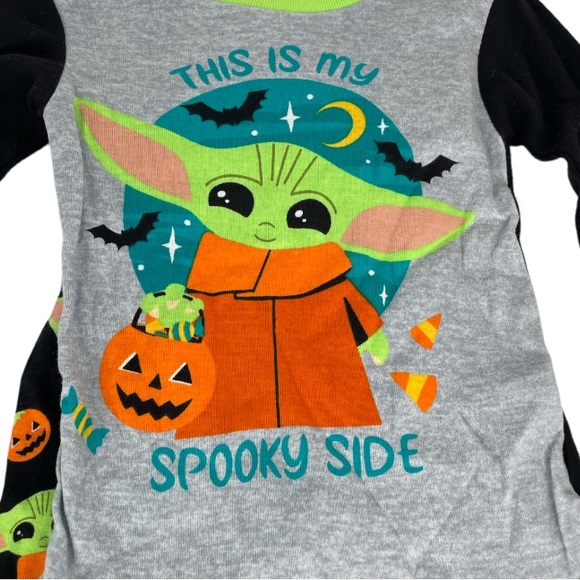 Star Wars The Mandalorian This Is My Spooky Side Pajamas Gray Black Size 3T - Picture 3 of 8